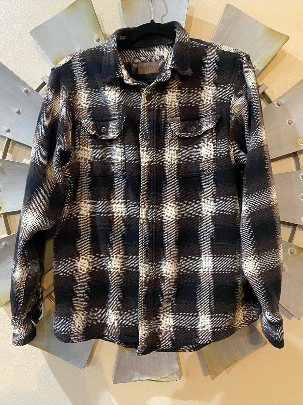 Orvis Black/Brown Heavyweight flannel Plaid Shirt Jacket
